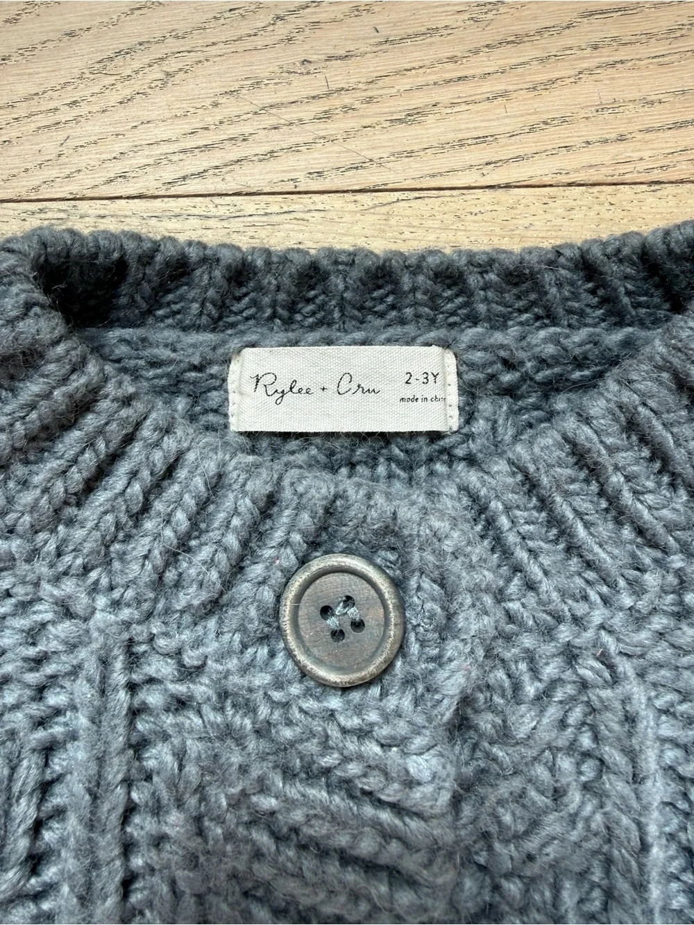 Rylee + Cru Charcoal Knit Bobble Cardigan